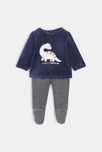 Pyjama dinosaure bas rayé bleu bébé garçon 1