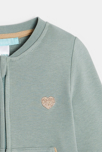 Sudadera muletón con cremallera parche corazón verde bebé niña 3