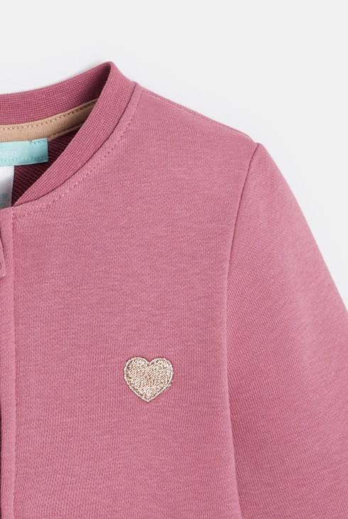 Rosa Sweatshirt aus Molton mit Herzchen-Patch Kleinkind Mädchen 2
