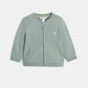 Sweat zippé molleton patch cœur vert bébé fille