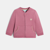 Sweat zippé molleton patch cœur rose bébé fille