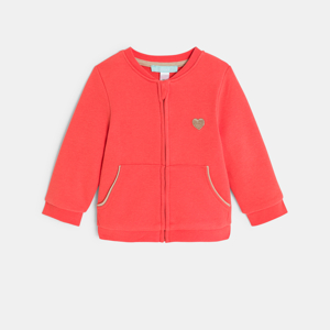 Baby girl's orange fleece zip-up sweatshirt 1