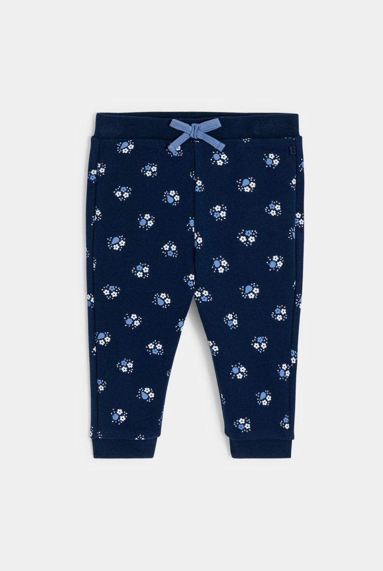 Jogging molleton fleurs bleu bébé fille 1