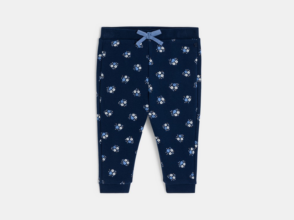 Jogging molleton fleurs bleu bébé fille 2