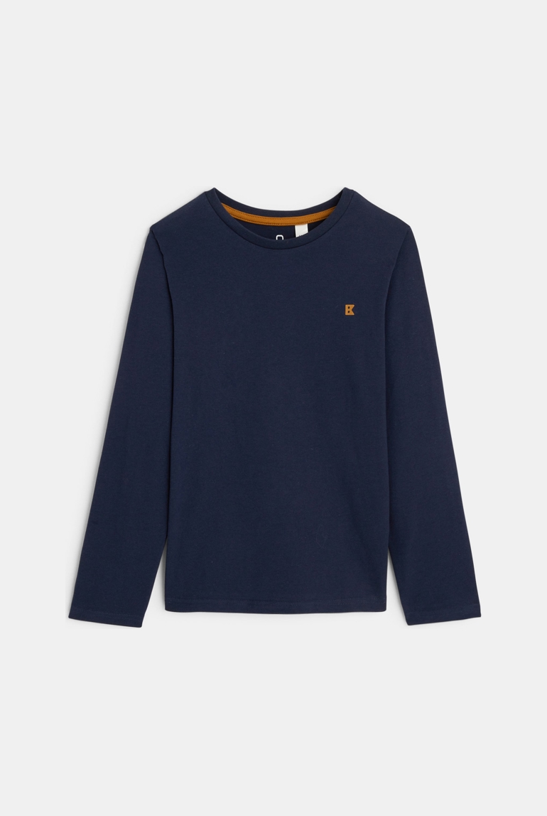 T-shirt manches longues uni bleu garçon 1