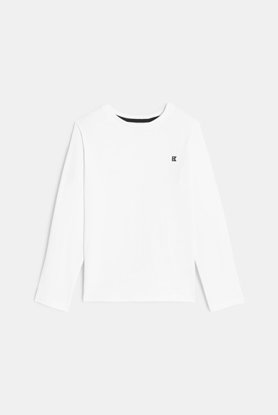Boys' plain white long-sleeved T-shirt Okaïdi & Obaïbi