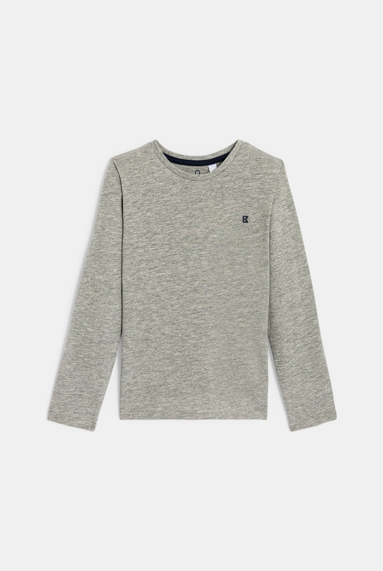 T-shirt manches longues uni gris garçon 1