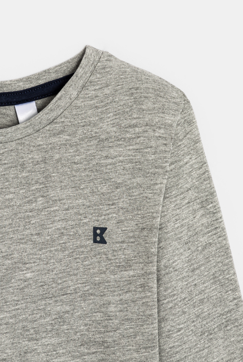 T-shirt manches longues uni gris garçon