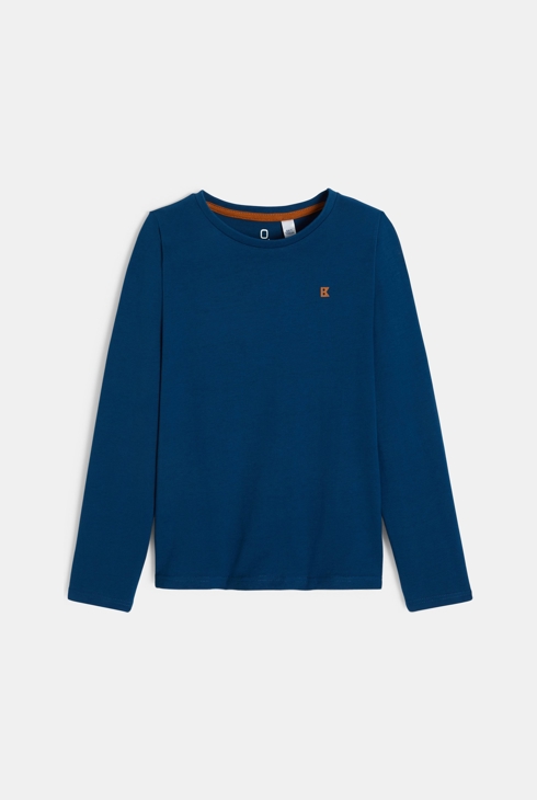 Effen smaragdgroen T-shirt met lange mouwen voor jongens 1