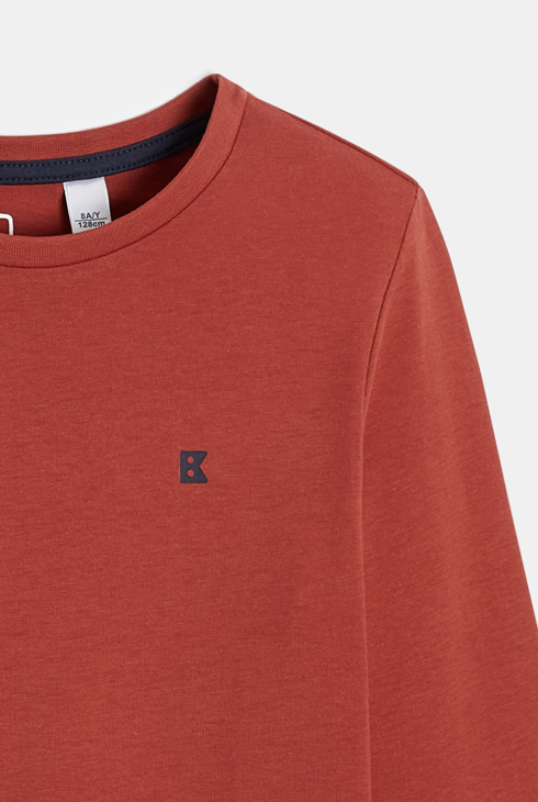 T-shirt manches longues uni orange garçon