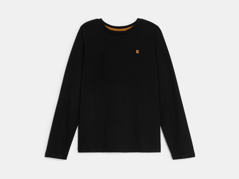 T-shirt manches longues uni noir garçon 1