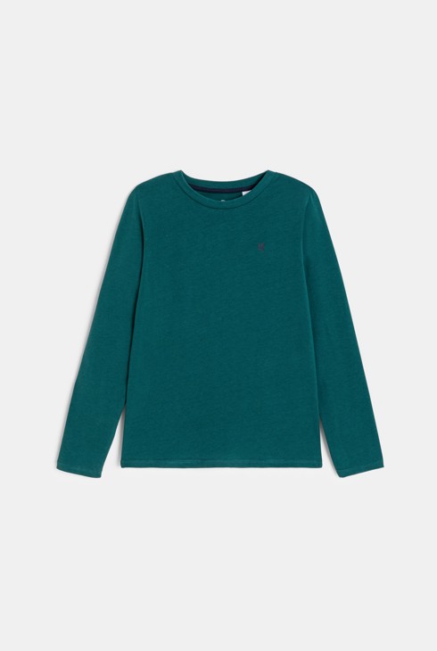 Camiseta lisa de manga larga verde niño 1