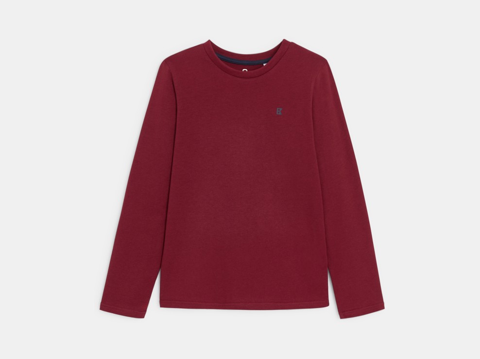 T-shirt manches longues uni rouge Garçon 1
