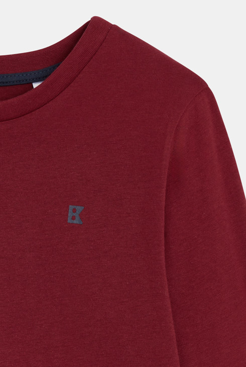 T-shirt manches longues uni rouge Garçon