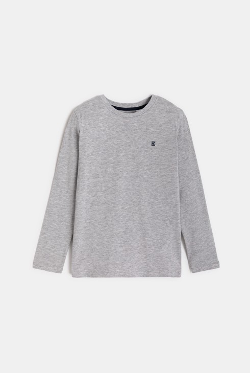T-shirt manches longues uni gris garçon 2