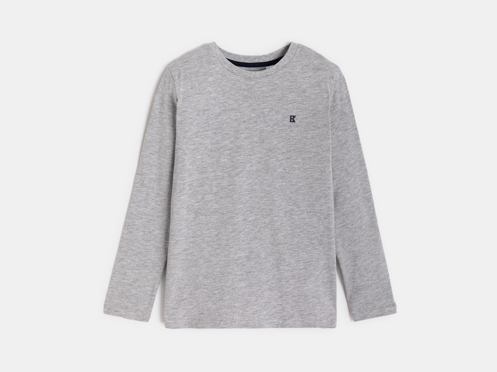 T-shirt manches longues uni gris garçon 2