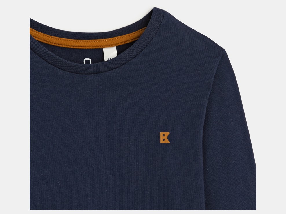 Einfarbiges Langarm-T-Shirt Blau Jungen 2