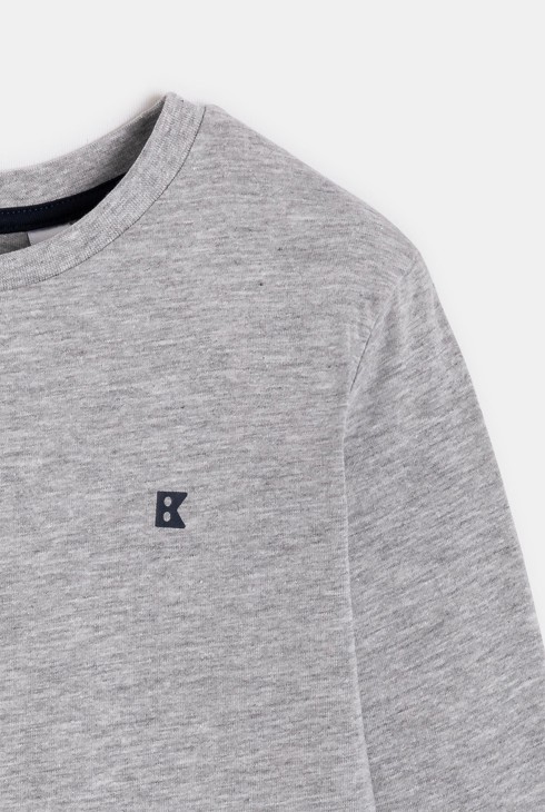 T-shirt manches longues uni gris garçon