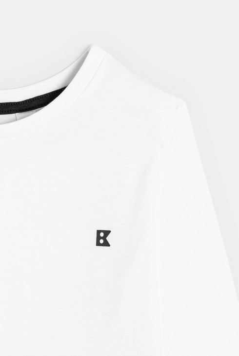 Boys' plain white long-sleeved T-shirt 2