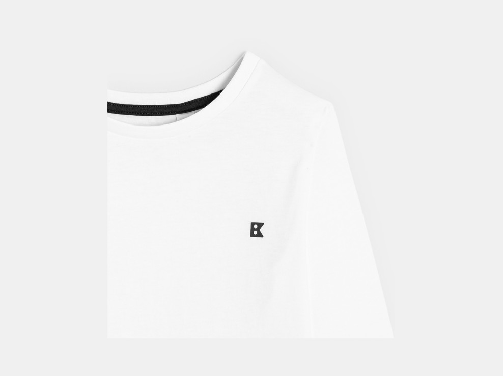 T-shirt a maniche lunghe tinta unita bianco bambino 2