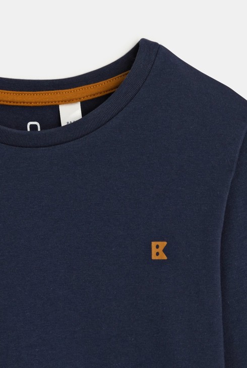 T-shirt manches longues uni bleu garçon 2