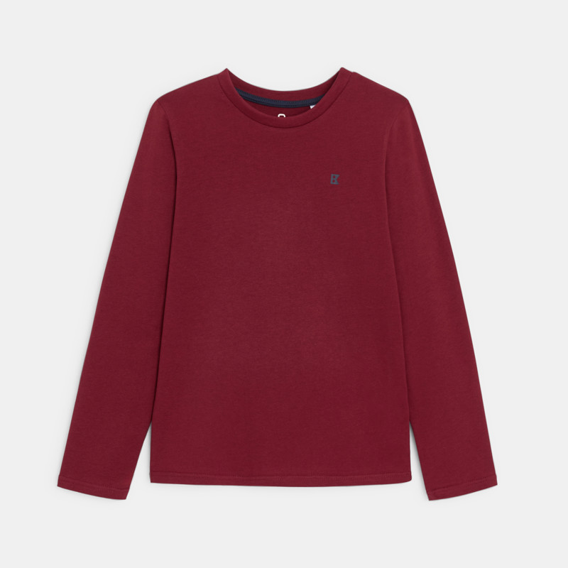 T-Shirt lange Ärmel einfarbig rot Jungen
