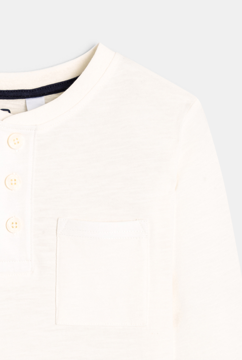 T-shirt à col boutonné blanc garçon