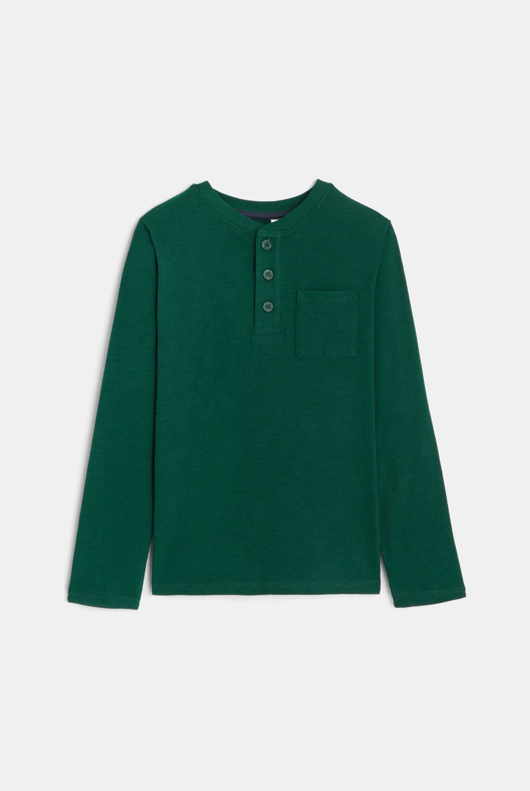 T-shirt à col boutonné vert garçon 1