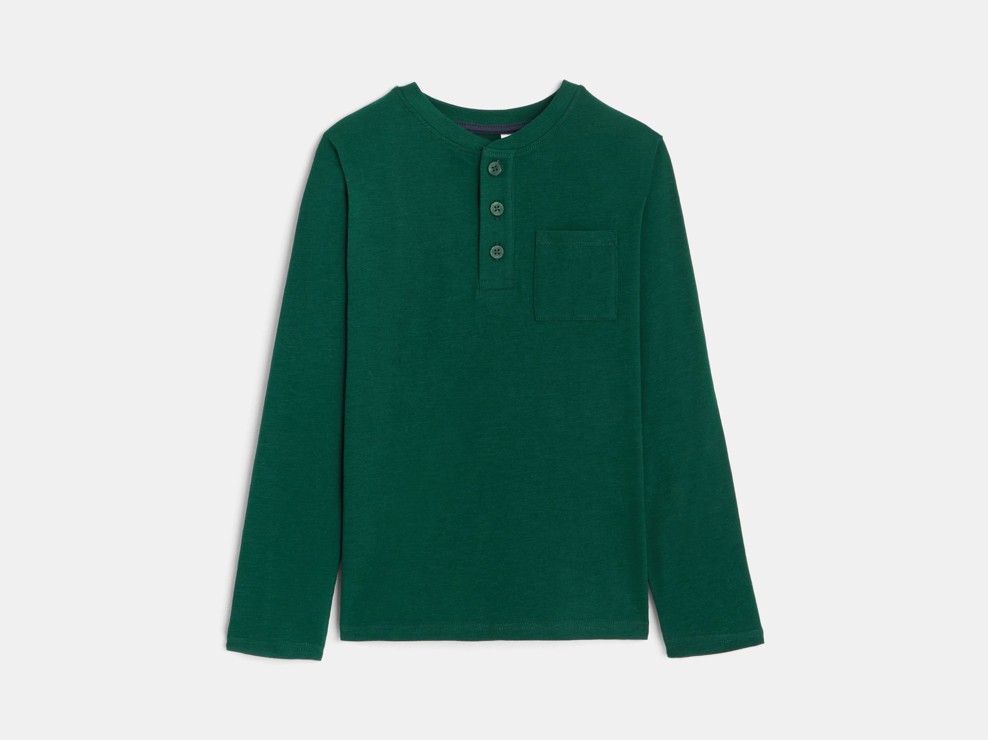 Majica z ovratnikom z gumbi zelena deček 1