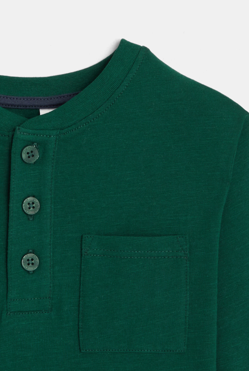T-shirt à col boutonné vert garçon
