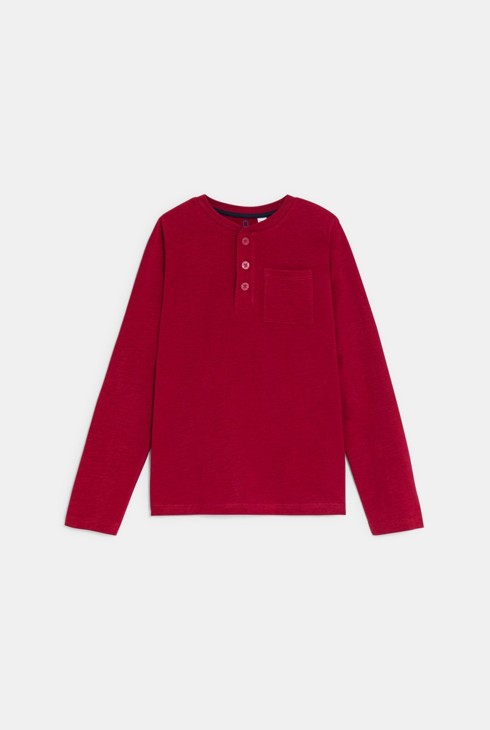 Ciemnoczerwona koszulka chłopięca zapinana na guziki 2