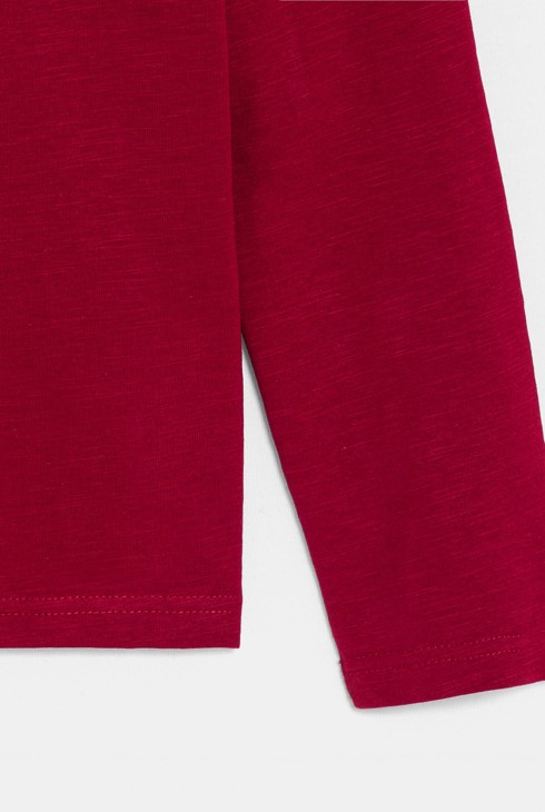 T-shirt à col boutonné rouge foncé garçon 2