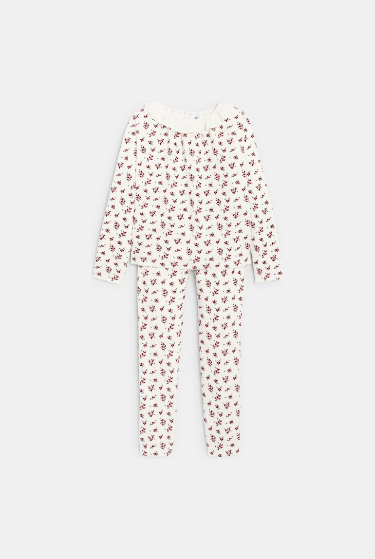 Pyjama en velours imprimé rose fille 1
