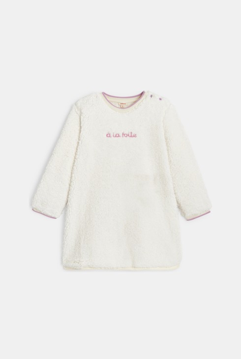 Robe bébé fille sherpa brodée blanche Catimini 2