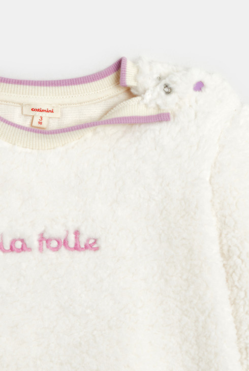 Robe bébé fille sherpa brodée blanche Catimini 2