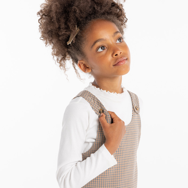 T-shirt côtelé broderie cœur blanc fille - 8A
