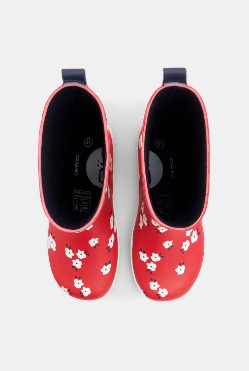 Bottes de pluie fleuries rouges fille 2