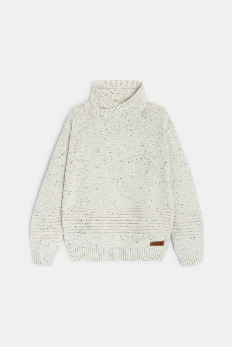 Pull chiné col snood écru Garçon 1