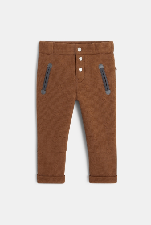 Pantalon fantaisie animaux en relief marron bébé garçon 1