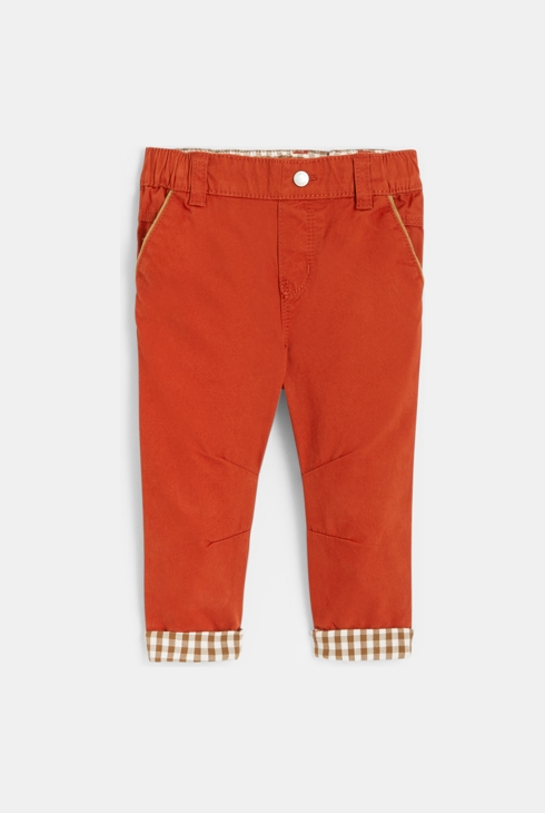 Fantovske hlače iz rdečega platna za dojenčke 1
