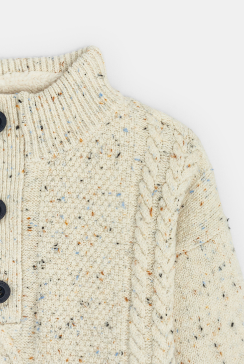 Pull torsadé chiné écru Garçon