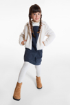Blouson en fausse fourrure unie blanc fille 1