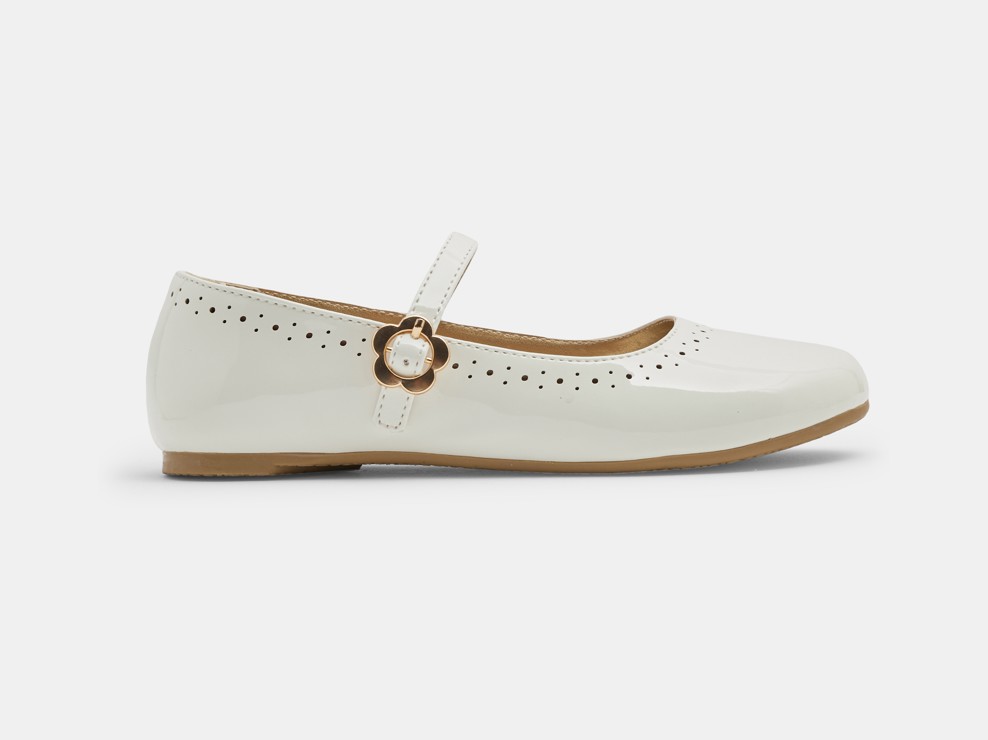 Ballerines chics vernies blanc fille 1