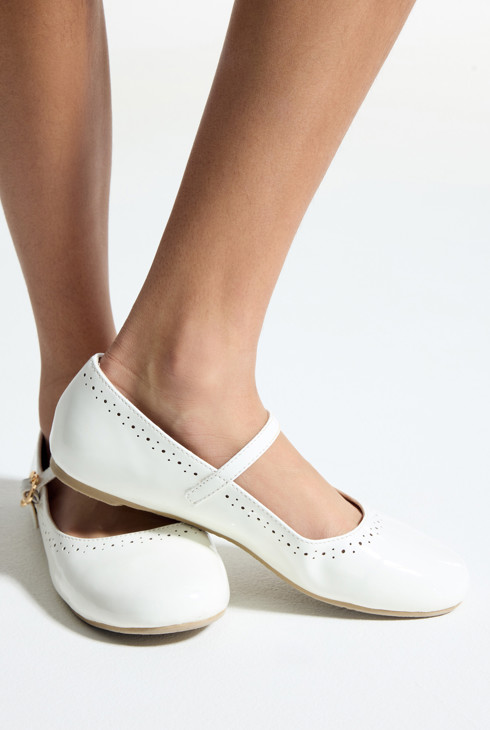 Bailarinas chics charol blanco niña 1