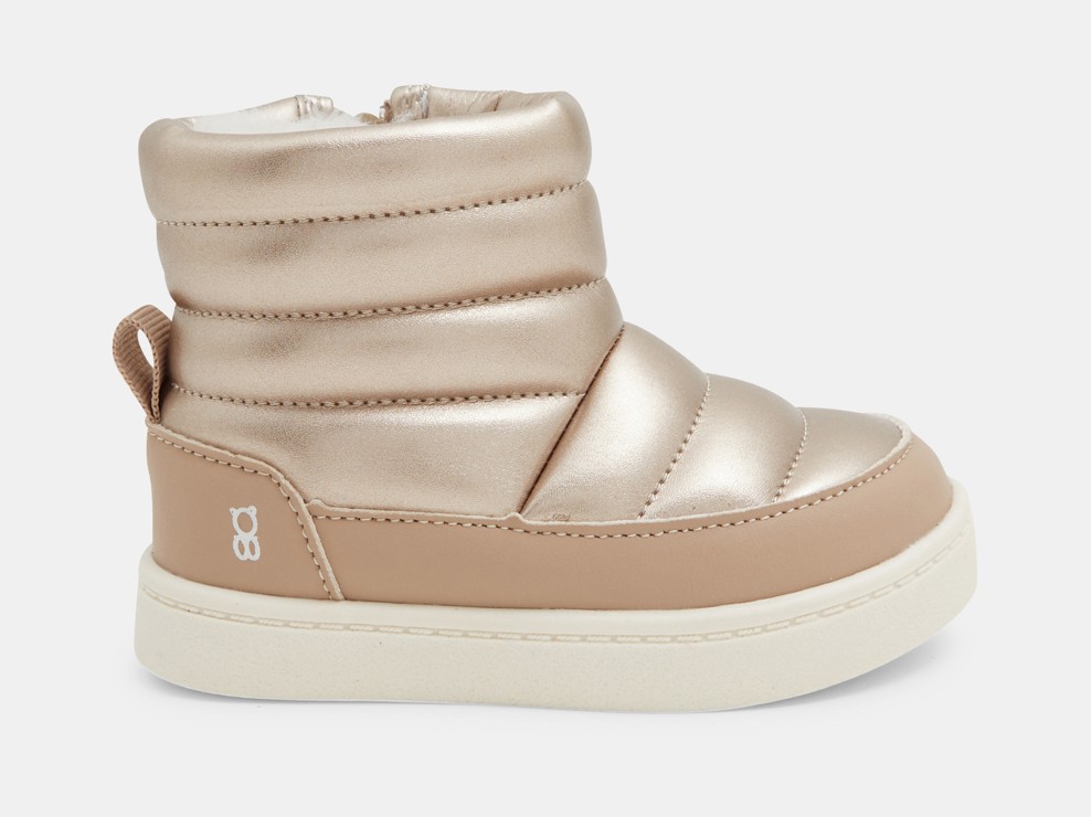 Boots matelassées fourrées or bébé fille 1