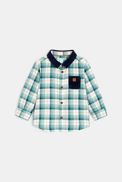 Fantovska karirasta srajca z žametnim ovratnikom za dojenčke 1