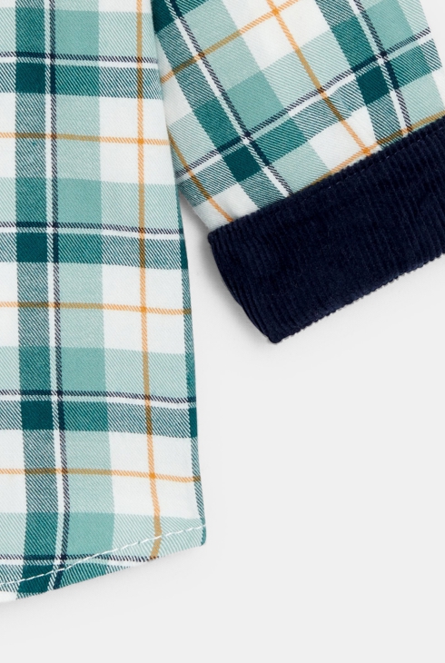 Fantovska karirasta srajca z žametnim ovratnikom za dojenčke 2