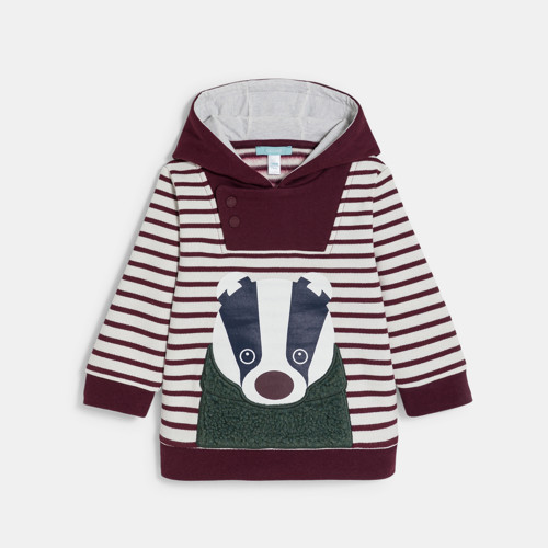Sweat À Capuche Rayé Blaireau Bébé Garçon - Rayures Violet - 3M - OBAIBI