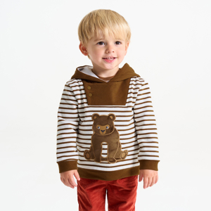 Baby boy's striped bear hoodie 1