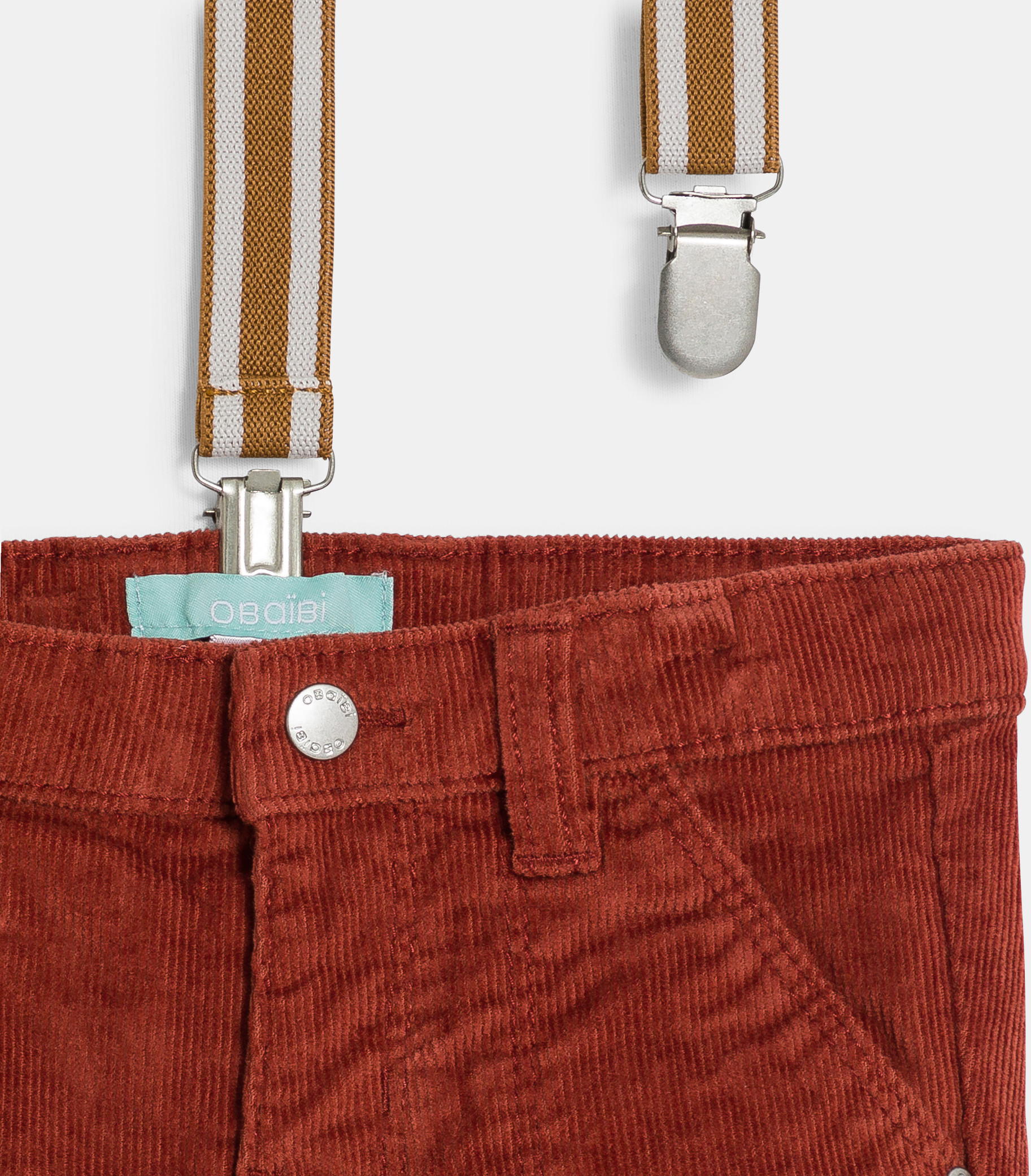Baby boy's orange corduroy trousers with braces 2